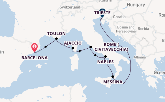 Western Mediterranean from Barcelona, Spain with the Brilliance of the Seas