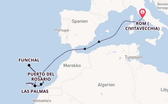 Kanarische Inseln ab Civitavecchia (Rom), Italien auf der MSC Fantasia