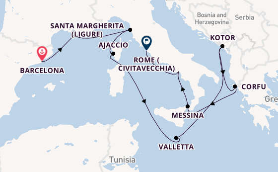 Western Mediterranean from Barcelona, Spain with the Enchanted Princess