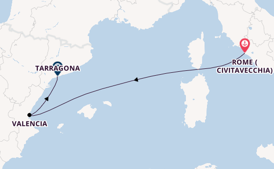 Western Mediterranean from Rome (Civitavecchia), Italy with the MSC Sinfonia