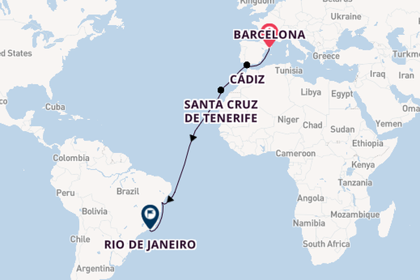 trans-Atlantisch vanaf Barcelona, Spanje met de MSC Armonia