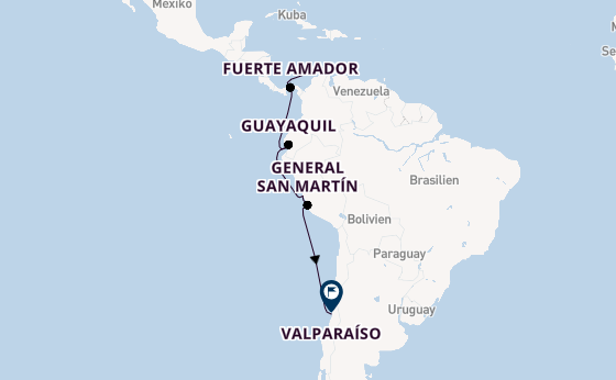 Südamerika ab Oranjestad/Aruba, Ndl. Antillen auf der Seabourn Pursuit