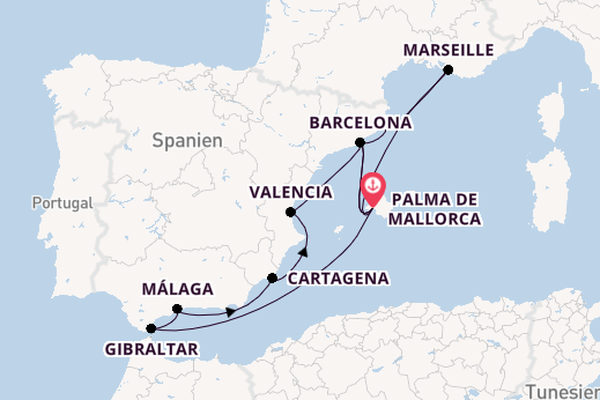 Westliches Mittelmeer ab Palma de Mallorca, Spanien auf AIDAluna