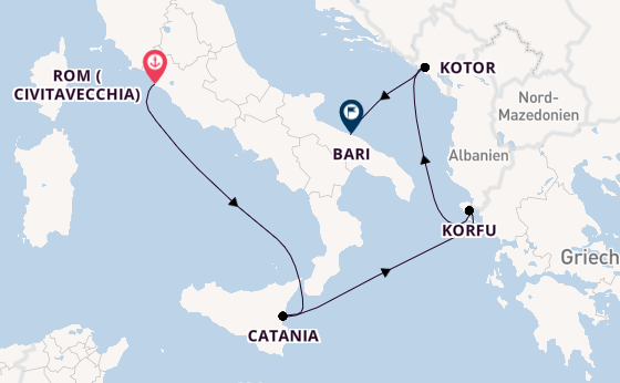Mittelmeer ab Civitavecchia (Rom), Italien auf der MSC Orchestra 