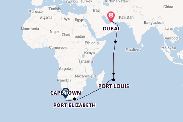 South Africa from Dubai, United Arab Emirates with the Costa Toscana