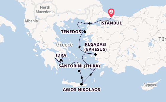 Eastern Mediterranean from Istanbul, Turkey with the MS EUROPA 2