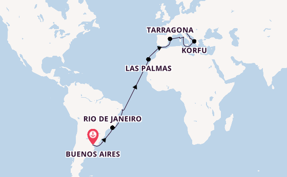 Transatlantik ab Buenos Aires, Argentinien auf der MSC Splendida