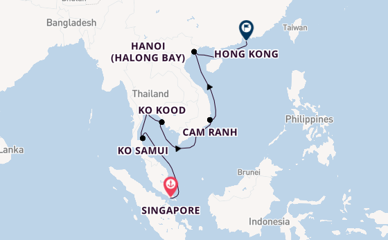 Southeast Asia from Singapore, Singapore with the Riviera