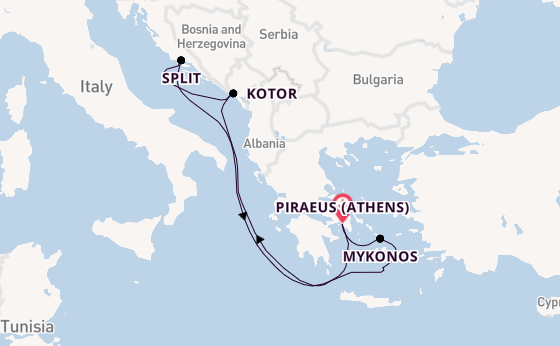 Eastern Mediterranean from Piraeus (Athens), Greece with the Celebrity Infinity