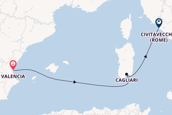 Westelijke Middellandse Zee vanaf Valencia, Spanje met de MSC Lirica