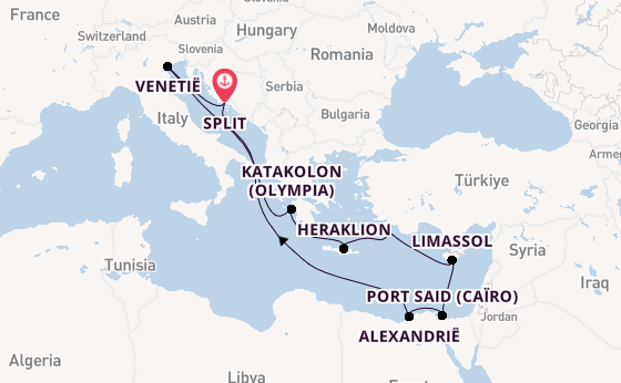 Middellandse Zee vanaf Split, Kroatië met de MSC Lirica