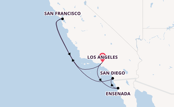 Amerikaanse Westkust vanaf Los Angeles, Verenigde Staten met de Emerald Princess