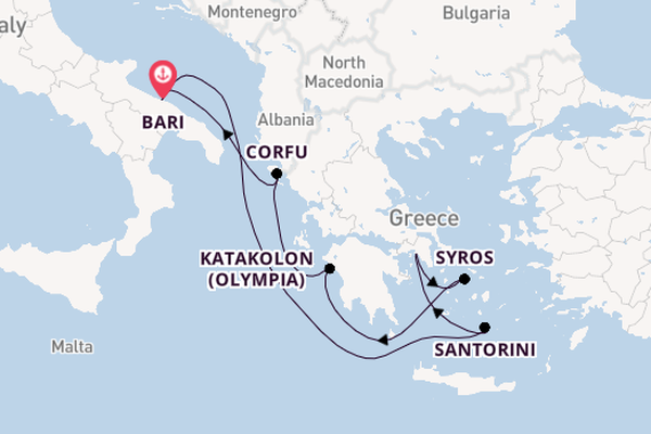 Mediterranean Sea from Bari, Italy with the MSC Sinfonia