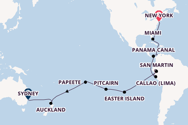 New York, Islands of The South Pacific To Sydney