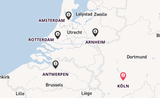 Rhein ab Köln, Deutschland auf der MS VistaSky
