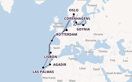 Canary Islands from London (Dover), England, United Kingdom with the Nieuw Statendam
