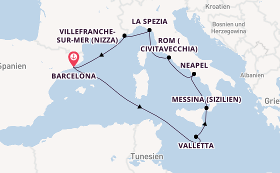 Westliches Mittelmeer ab Barcelona, Spanien auf der Celebrity Equinox