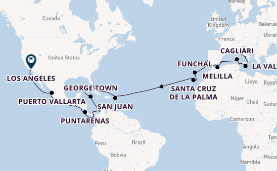 trans-Atlantisch vanaf Civitavecchia (Rome), Italië met de Sonata (Oceania)