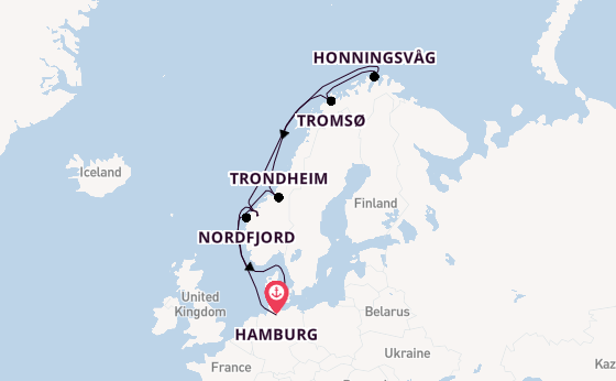 Noorwegen vanaf Hamburg, Duitsland met de Mein Schiff 1