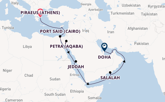 Middle East from Piraeus (Athens), Greece with the Seven Seas Explorer