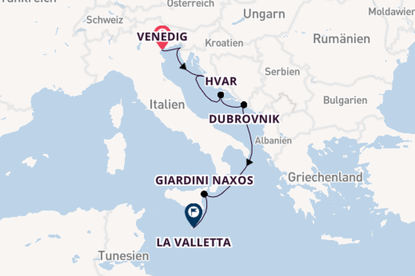 Mittelmeer ab Venedig, Italien auf der Silver Muse