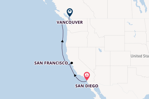 Amerikaanse Westkust vanaf San Diego, Verenigde Staten met de Eurodam