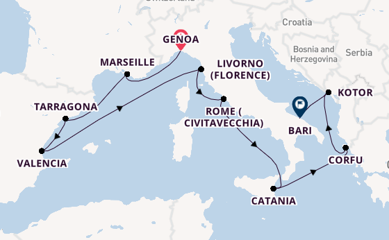Western Mediterranean from Genoa, Italy with the MSC Orchestra 