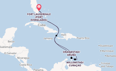 Southern Caribbean from Fort Lauderdale (Port Everglades), Florida, USA with the Regal Princess