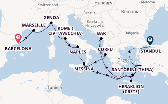 Mediterranean from Barcelona, Spain with the Sun Princess