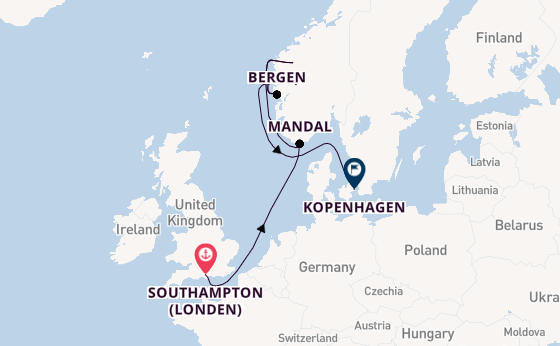 Noorwegen vanaf Southampton (Londen), Engeland met de EXPLORA III