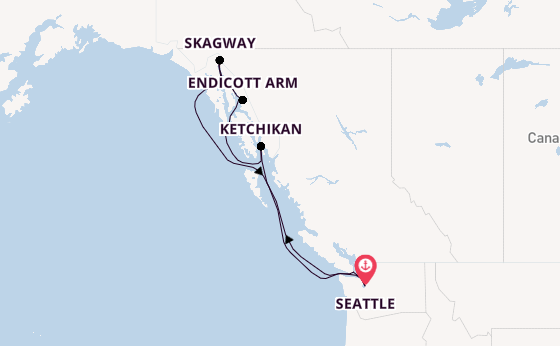 Alaska vanaf Seattle, Verenigde Staten met de Star Princess