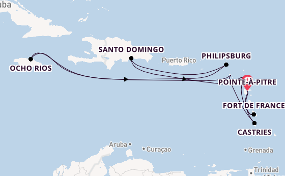 Karibik ab Pointe-à-Pitre, Guadeloupe auf der Costa Favolosa