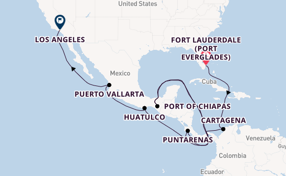 Central America from Fort Lauderdale (Port Everglades), Florida, USA with the Crown Princess