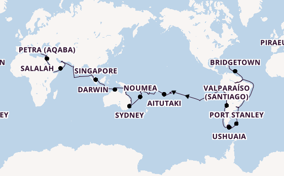 World Cruise from Miami, Florida with the Seven Seas Mariner