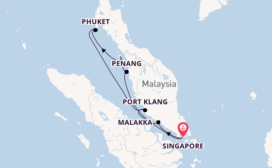 Zuidoost-Azië vanaf Singapore, Singapore met de Silver Muse