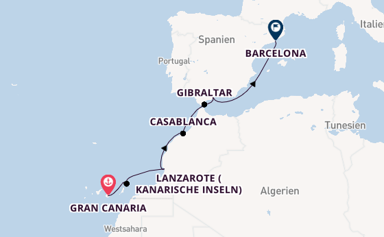 Westliches Mittelmeer ab Gran Canaria, Canary Islands auf der Azamara Onward