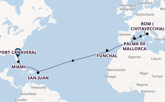 Transatlantik ab Genua, Italien auf der MSC Grandiosa