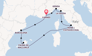 Western Mediterranean from Cannes, France with the MSC Grandiosa