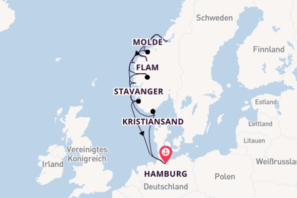 Norwegen ab Hamburg mit AIDAprima