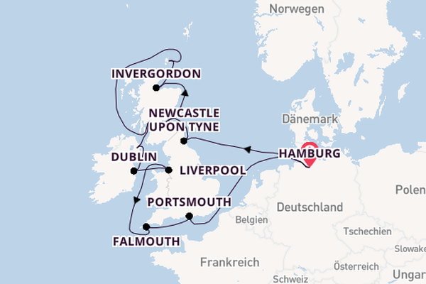 Vereinigtes Königreich ab Hamburg auf der EUROPA