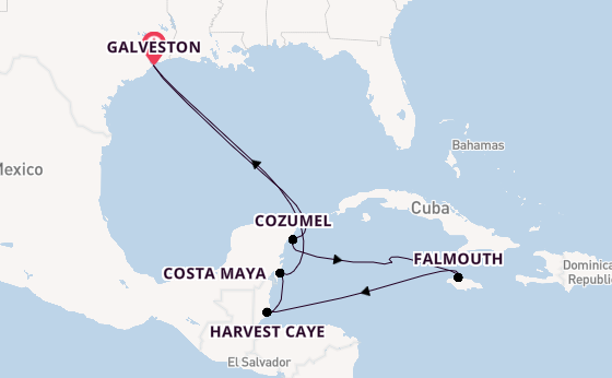 Western Caribbean from Galveston, Texas, USA with the Norwegian Escape