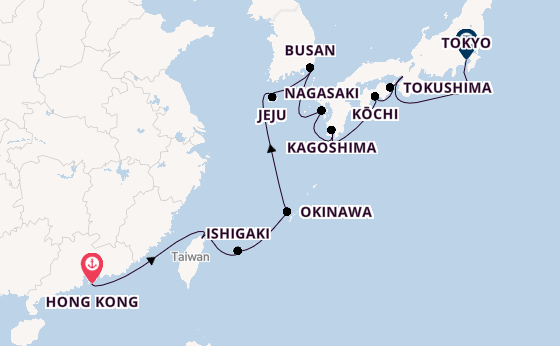 Japan from Hong Kong, China with the Nautica