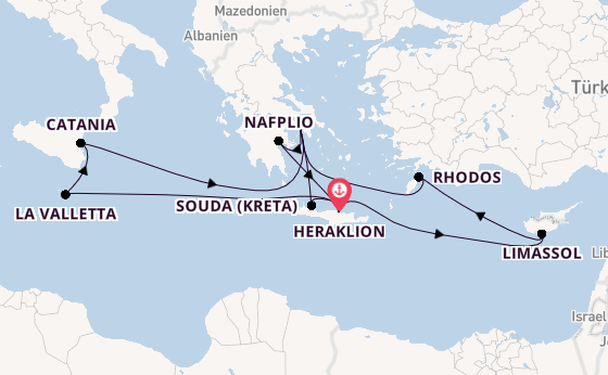 Östliches Mittelmeer ab Heraklion, Griechenland auf der Mein Schiff 5