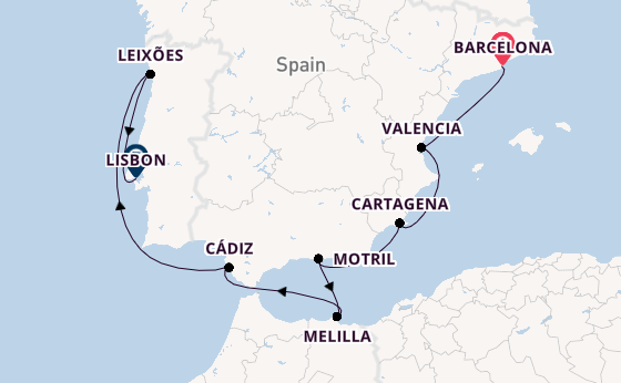 Mediterranean Sea from Barcelona, Spain with the Seabourn Ovation 