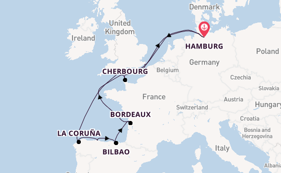 Engeland vanaf Hamburg, Duitsland met AIDAbella