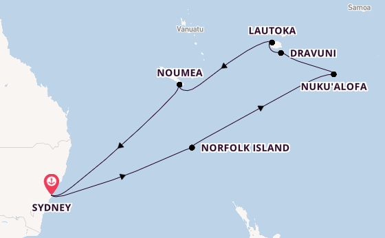 South Pacific from Sydney, Australia with the Carnival Adventure