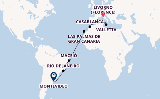 Transatlantic from Livorno (Florence), Italy with the MSC Splendida