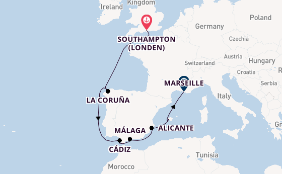 Westelijke Middellandse Zee vanaf Southampton (Londen), Engeland met de MSC Virtuosa