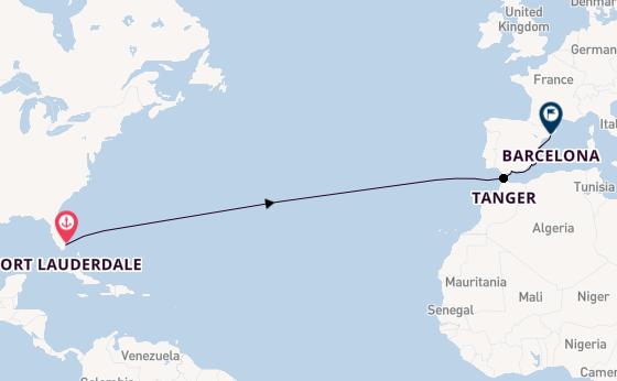 trans-Atlantisch vanaf Fort Lauderdale, Verenigde Staten met de Zuiderdam