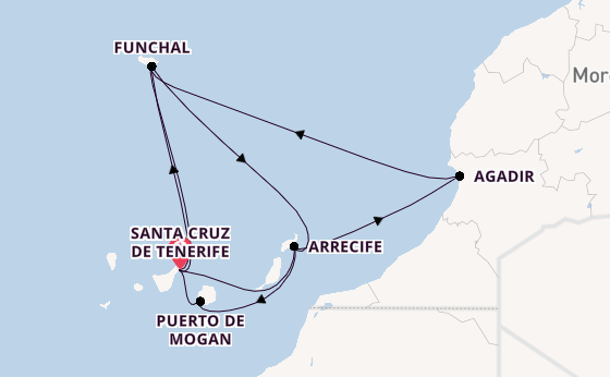 Canary Islands from Santa Cruz de Tenerife, Spain with the Azura